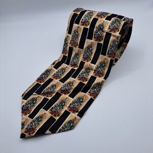 Hickey Freeman‎ Mens Christmas Tie Red Green Trees 58"